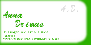 anna drimus business card